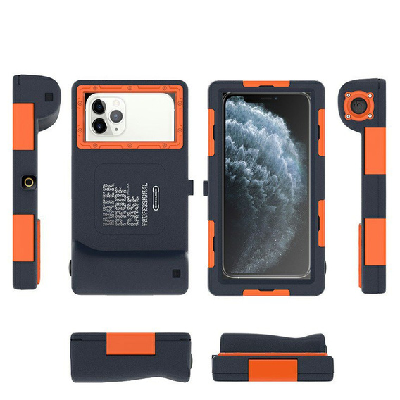 SHELLBOX I Uniwersalne Etui Wodoodporne na telefon, Black/Orange