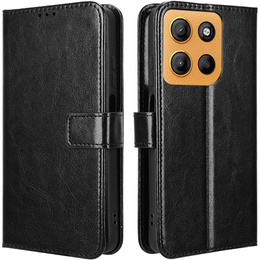Футляр з клапаном для Motorola Moto G15 / Motorola Moto G15 Power, Crazy Horse Wallet, чорний