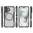 Чехол для iPhone 16, Fusion Hybrid Carbon, для MagSafe, чёрный