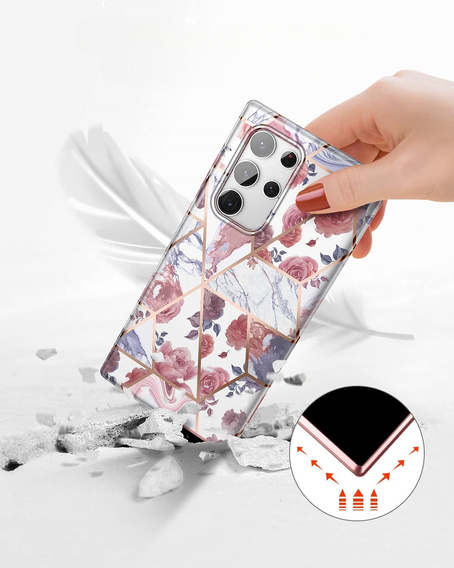 Чехол до Samsung Galaxy S22 Ultra, Suritch Full Body Marble, розовый