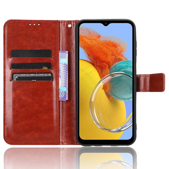 Откидной чехол для Samsung Galaxy M34, Crazy Horse Wallet, коричневый