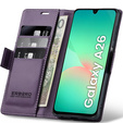 Чехол для Samsung Galaxy A26, ERBORD Glossy Litchi, кошелек с клапаном, фиолетовый