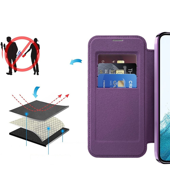 Чохол-книжка для Samsung Galaxy S22 5G, RFID Wallet MagSafe CamShield, фіолетовий