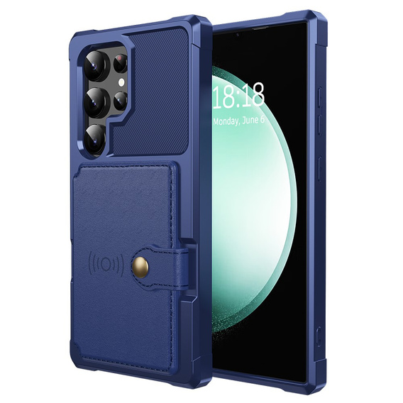 Чехол для Samsung Galaxy S24 Ultra Card Holder Kickstand, Card Holder Kickstand, синий