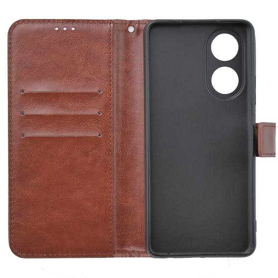 Футляр з клапаном для Oppo A58 4G, Crazy Horse Wallet, коричневий