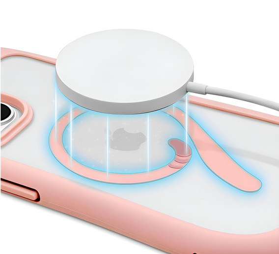 Чохол для iPhone 13 / iPhone 14, для MagSafe, Cute Cat, рожевий + захисне скло