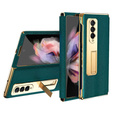 Чохол із склом для Samsung Galaxy Z Fold 4 5G, Kickstand Cross Texture, Green
