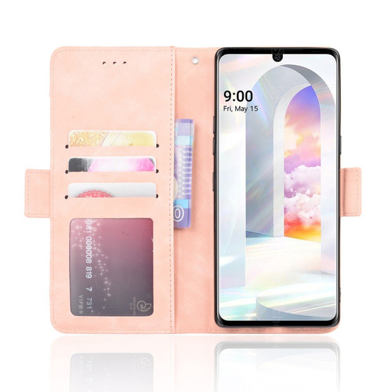 Откидной чехол для LG Velvet, Card Slot, розовый