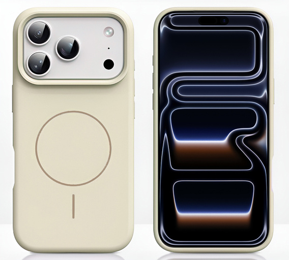 Силиконовый чехол для iPhone 17 Pro Max - совместим с MagSafe, противоударный, бежевый