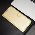 Откидной чехол для Xiaomi Poco F6 Pro, Crazy Horse Wallet, золотой