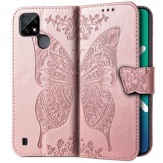Чохол-книжка для Realme C21Y / C25Y, Butterfly, рожевий