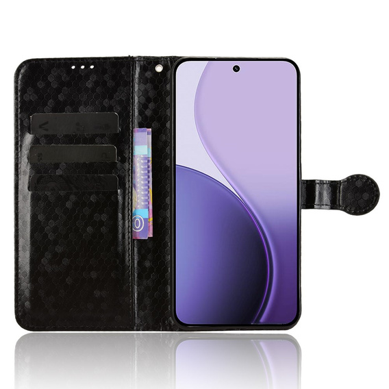 Чехол с откидной крышкой для Oppo Reno 14, Wallet Rhombus, черный