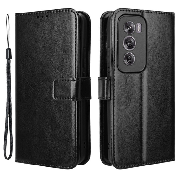 Откидной чехол для Oppo Reno 12 Pro, Crazy Horse Wallet, чёрный
