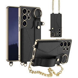 Чехол до Samsung Galaxy S25 Ultra, GKK Leather, чёрный