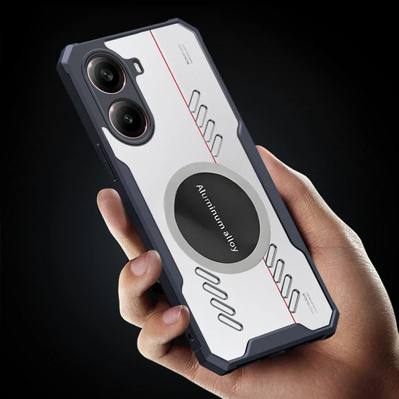Чехол для Xiaomi Poco X7 Pro 5G, с магнитной пластиной, прозрачный / черный