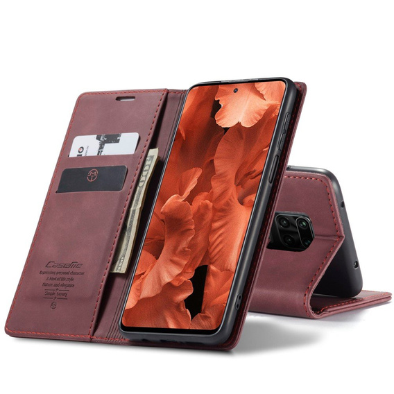 Чехол CASEME для Xiaomi do Redmi Note 9s / 9 Pro, Leather Wallet Case, бордовый