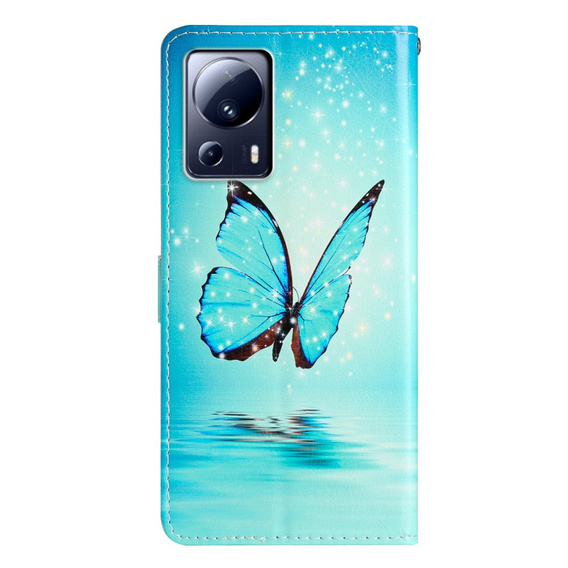 Откидной чехол для Xiaomi 13 Lite, Wallet, butterfly, синий