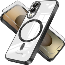Чехол для Samsung Galaxy S25 Edge, Electro MagSafe, чёрный + стекло для экрана