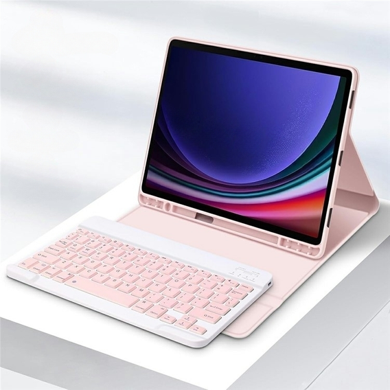 Чехол + клавиатура Samsung Galaxy Tab S9 FE, Leather Pen Slot, розовый rose gold