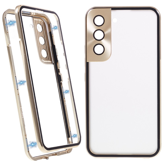 Чехол для Samsung Galaxy S21, Magnetic Dual Glass, золотой