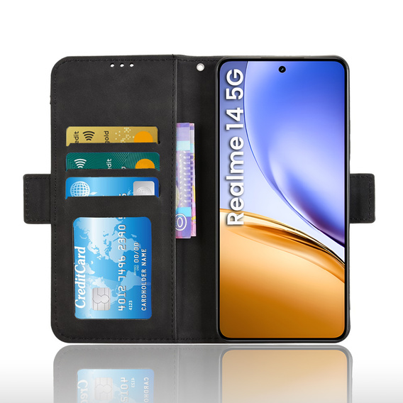 Футляр з клапаном для Realme 14 5G / Realme 14T 5G, Card Slot, чорний