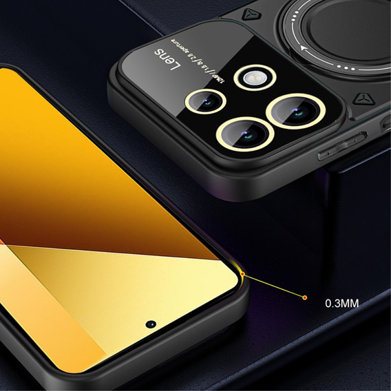 Броньований чохол для Xiaomi Redmi Note 13 Pro 4G / Xiaomi Redmi Note 14S / Xiaomi Poco M6 Pro 4G, CamShield MagSafe, чорний