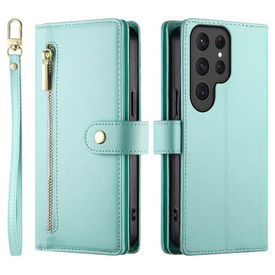 Чохол-книжка для Samsung Galaxy S25 Ultra, Wallet Zipper Pocket, зелений