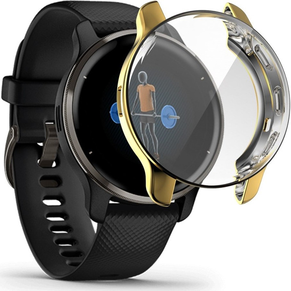 Чехол 2в1 с защитой экрана для часов Garmin Venu 2 Plus, Gold