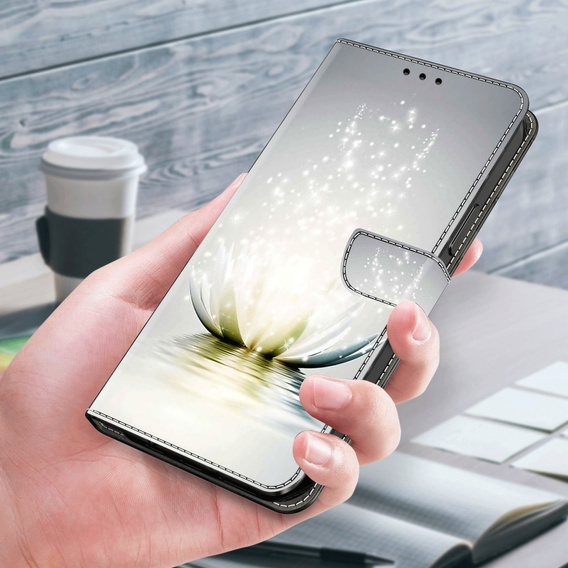 Откидной чехол для Xiaomi Redmi Note 12 4G, Wallet, Lotos Flower, серый