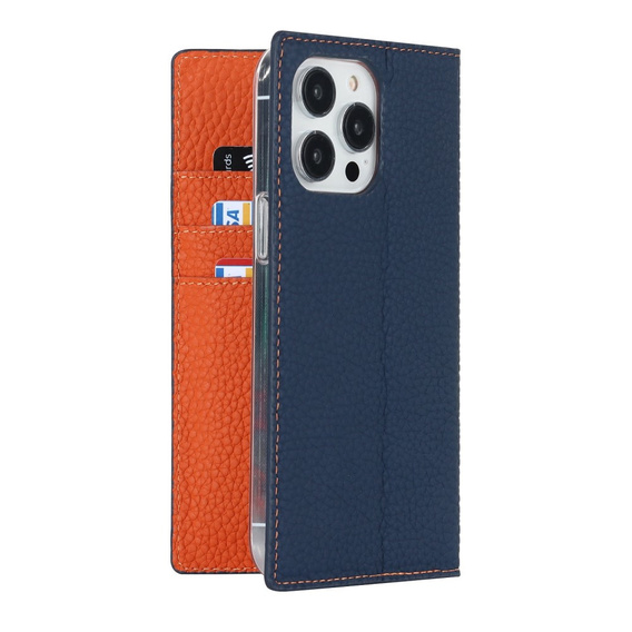 Чохол-книжка для iPhone 14 Pro, Litchi Skin Grain, темно-синій