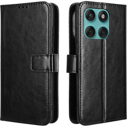Откидной чехол для Motorola Edge 60 / 60 Fusion, Crazy Horse Wallet, чёрный