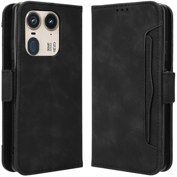 Футляр з клапаном для Motorola Edge 50 Ultra, Card Slot, чорний