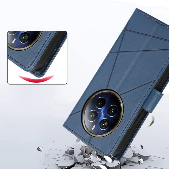Чехол с откидной крышкой для Realme 12 Pro 5G / 12 Pro+ 5G, Leather Line Wallet, синий