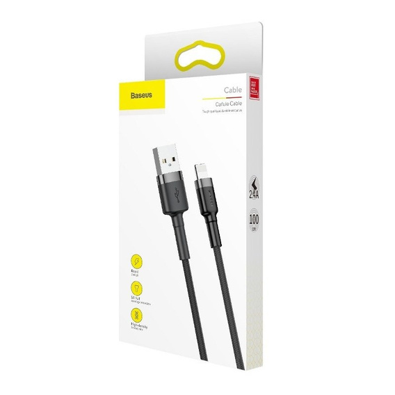 BASEUS Cafule Кабель Lightning 2.4A 0.5M - Black/Red