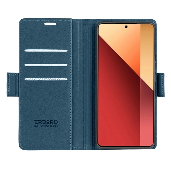 Чохол для Xiaomi Redmi Note 13 Pro 4G / Xiaomi Redmi Note 14S / Xiaomi Poco M6 Pro 4G, ERBORD Glossy Litchi, гаманець з клапаном, м'яти