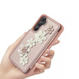 Чохол для Samsung Galaxy A55 5G, Leather Flower Card Slot, рожевий