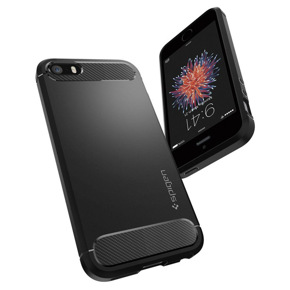 Чoхол Spigen до iPhone 5 5S SE, Rugged Armor, чорний