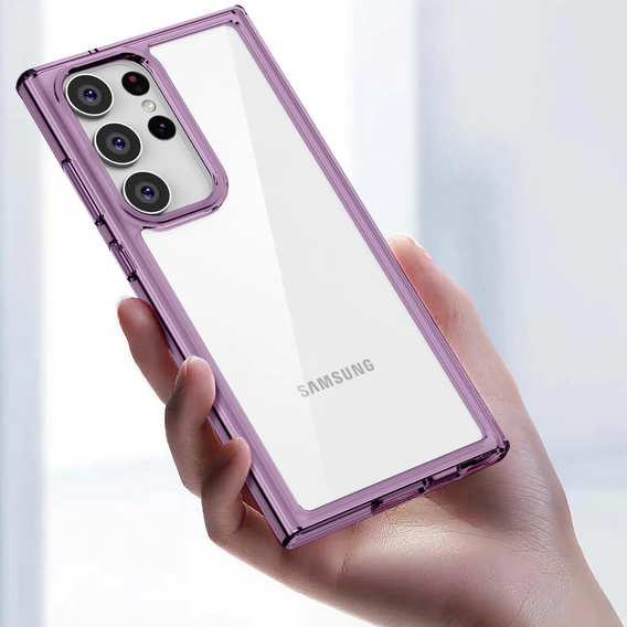 Чехол до Samsung Galaxy S23 Ultra, Fusion Hybrid, прозрачный / фиолетовый