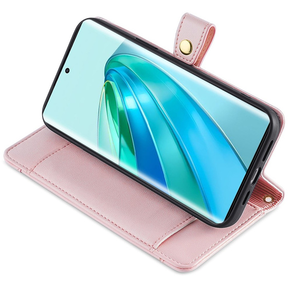 Откидной чехол для Honor Magic5 Lite, Wallet Zipper Pocket, розовый