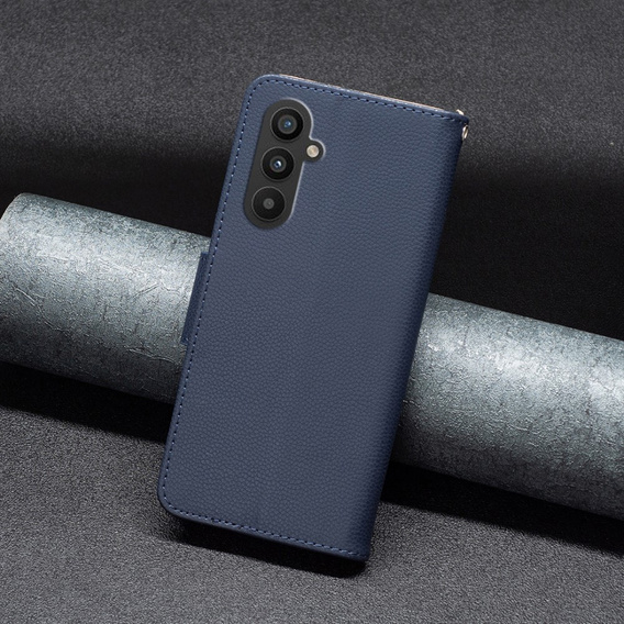 Чохол-книжка для Samsung Galaxy A25 5G, Wallet Litchi Leather, темно-синій + скло 9H 