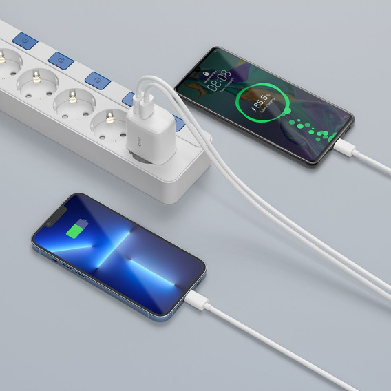 Tech-Protect C20W QC3.0 універсальний зарядний пристрій USB-A USB-C, White