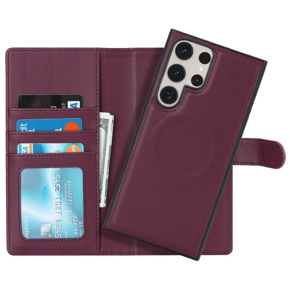 Чохол-скринька для Samsung Galaxy S23 Ultra, гаманець, для MagSafe, зелений, з клапаном, для Samsung Galaxy S23 Ultra, гаманець, для MagSafe, бордовий
