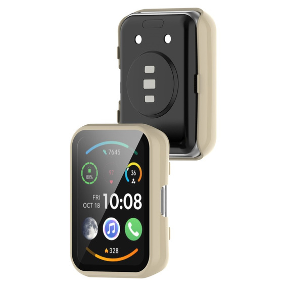 Чохол 2в1 + загартоване скло для Huawei Watch Fit / Fit SE, бежевий