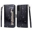 Чохол-книжка для Samsung Galaxy A55, Wallet Zipper Pocket Glittery, чорний