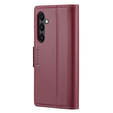 Чехол для Samsung Galaxy S24, ERBORD Glossy Litchi, кошелек с клапаном, красный