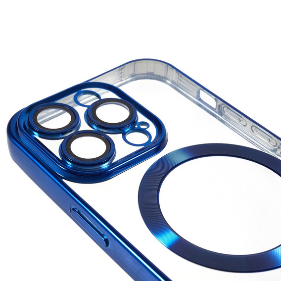 Чехол для iPhone 13 Pro, Electro MagSafe, синий + стекло для экрана