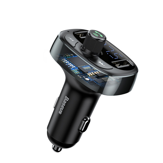 Baseus S13 Автомобильное зарядное устройство 2-Port USB + Transmiter FM - Black