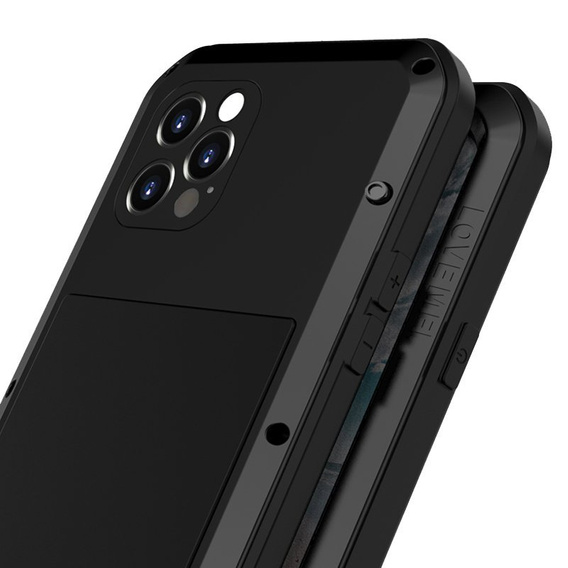 Чoхол Love Mei до iPhone 12 Pro, armored with glass, чорний