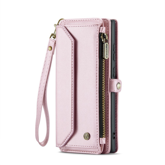Чохол CASEME для Samsung Galaxy S25 Ultra, RFID Leather Wallet з плечовим ременем, рожевий