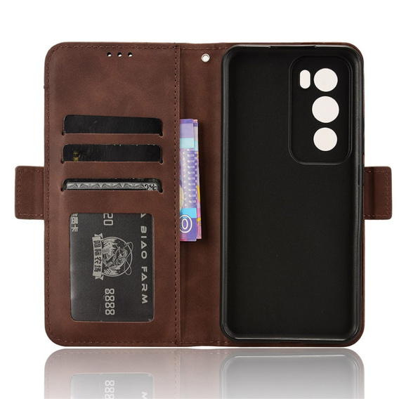Футляр з клапаном для Oppo Reno 12, Card Slot, коричневий